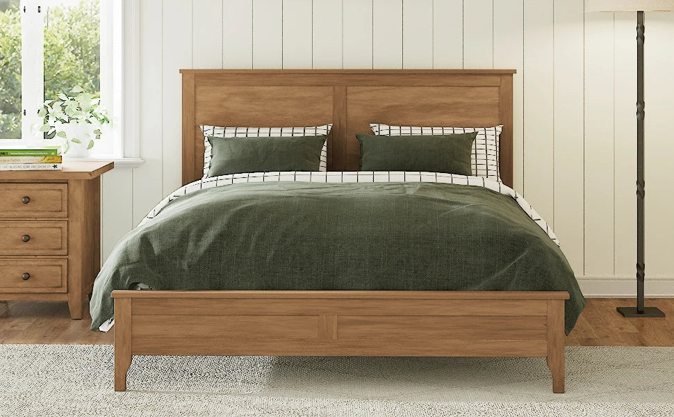 Modern Solid Wood King Size Platform Bed