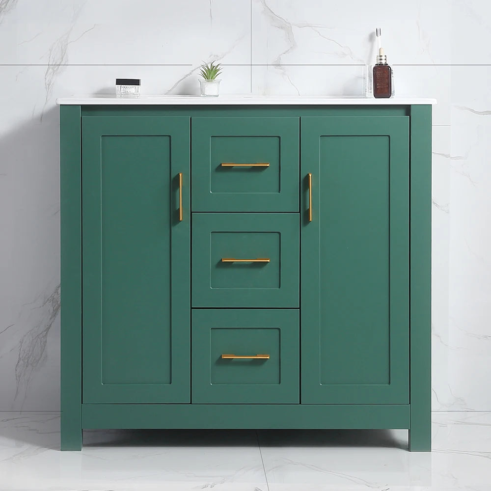 Green Bathroom Vanity with Single Sink
